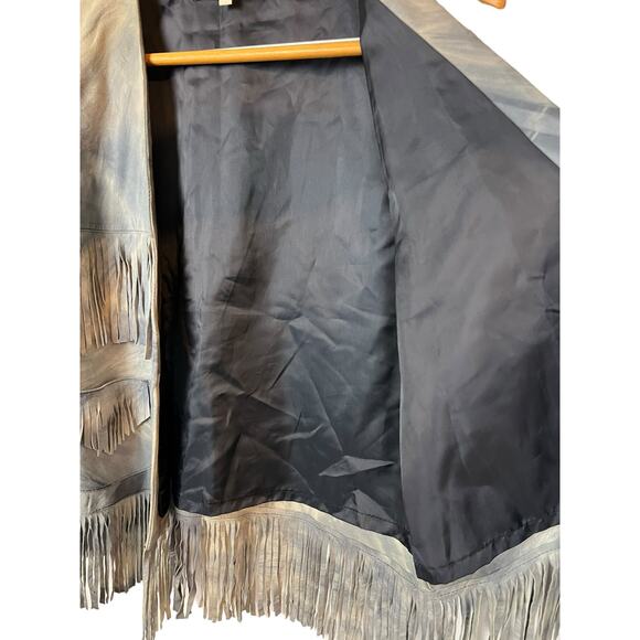 What goes Around Comes Around Goat Leather Fringed Vest Festival Boho Hippie M - Picture 8 of 12